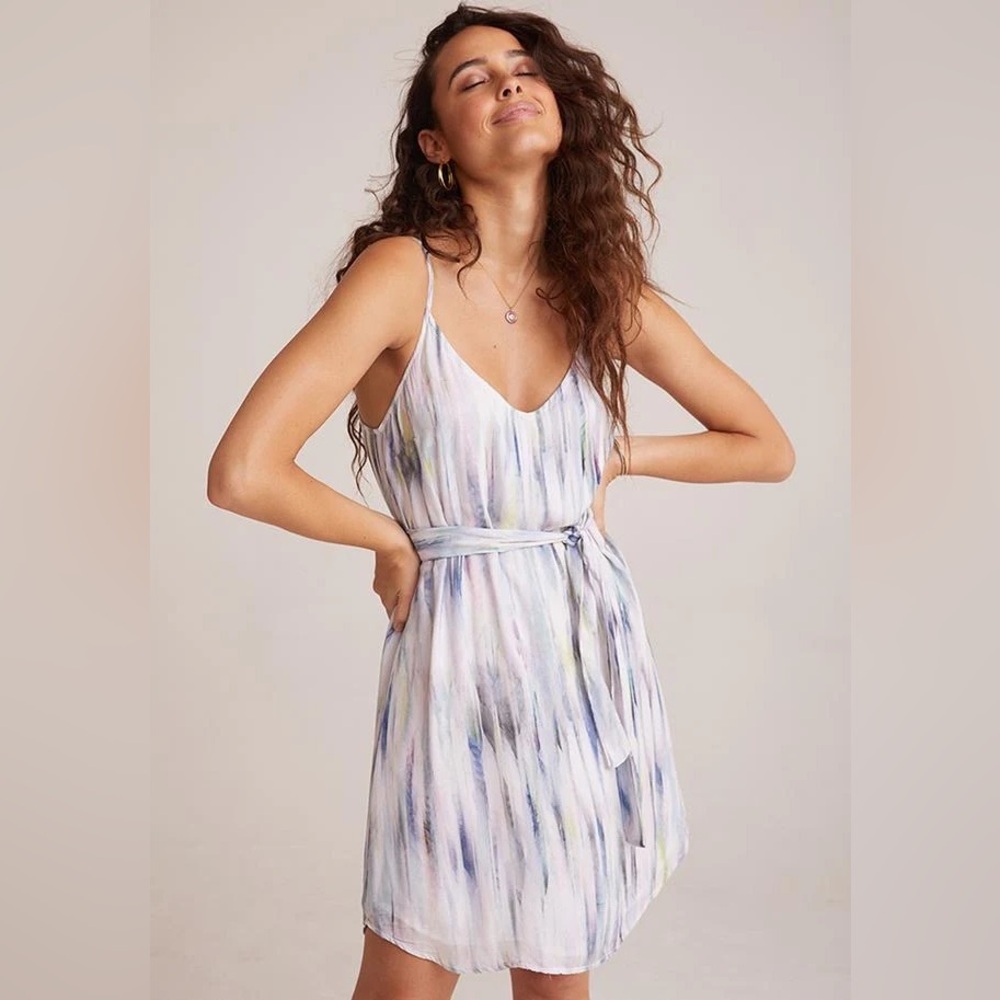 Bella Dahl - Belted Cami Dress in White / Tie Dye size Medium